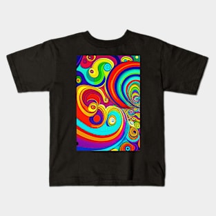 Colorful Groovy Rainbow Swirls Kids T-Shirt